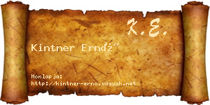 Kintner Ernő névjegykártya